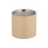Beige | 3qt leatherette ice bucket with brushed chrome bridge cover.