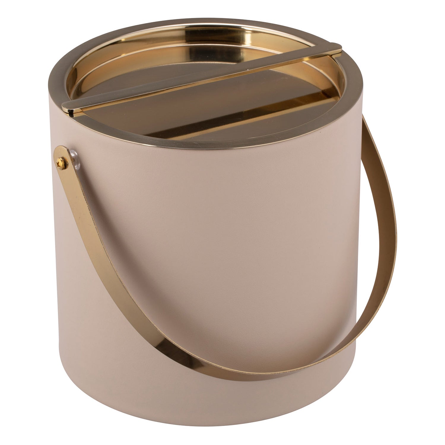 Taupe | Luxury leatherette ice bucket to have on a home bar setup.