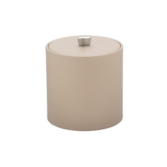 Taupe | Ice bucket with durable leatherette exterior and coordinating lid available in multiple colors.