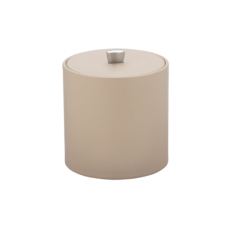 Taupe | Ice bucket with durable leatherette exterior and coordinating lid available in multiple colors.