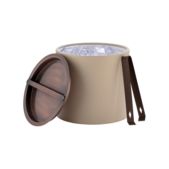 Taupe | Detail shot of oil-rubbed bronze bridge cover on a modern ice bucket.