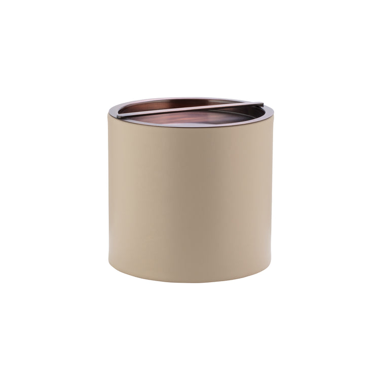 Taupe | Chic ice bucket with dark oil-rubbed bronze bridge cover for versatile entertaining.