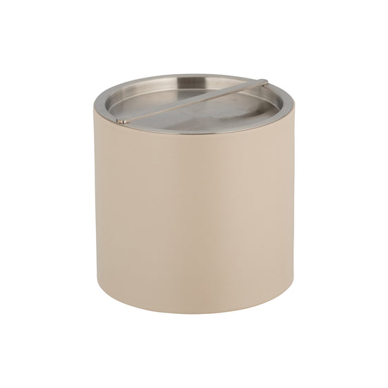 Taupe | 3qt ice bucket showing brushed chrome bridge cover.