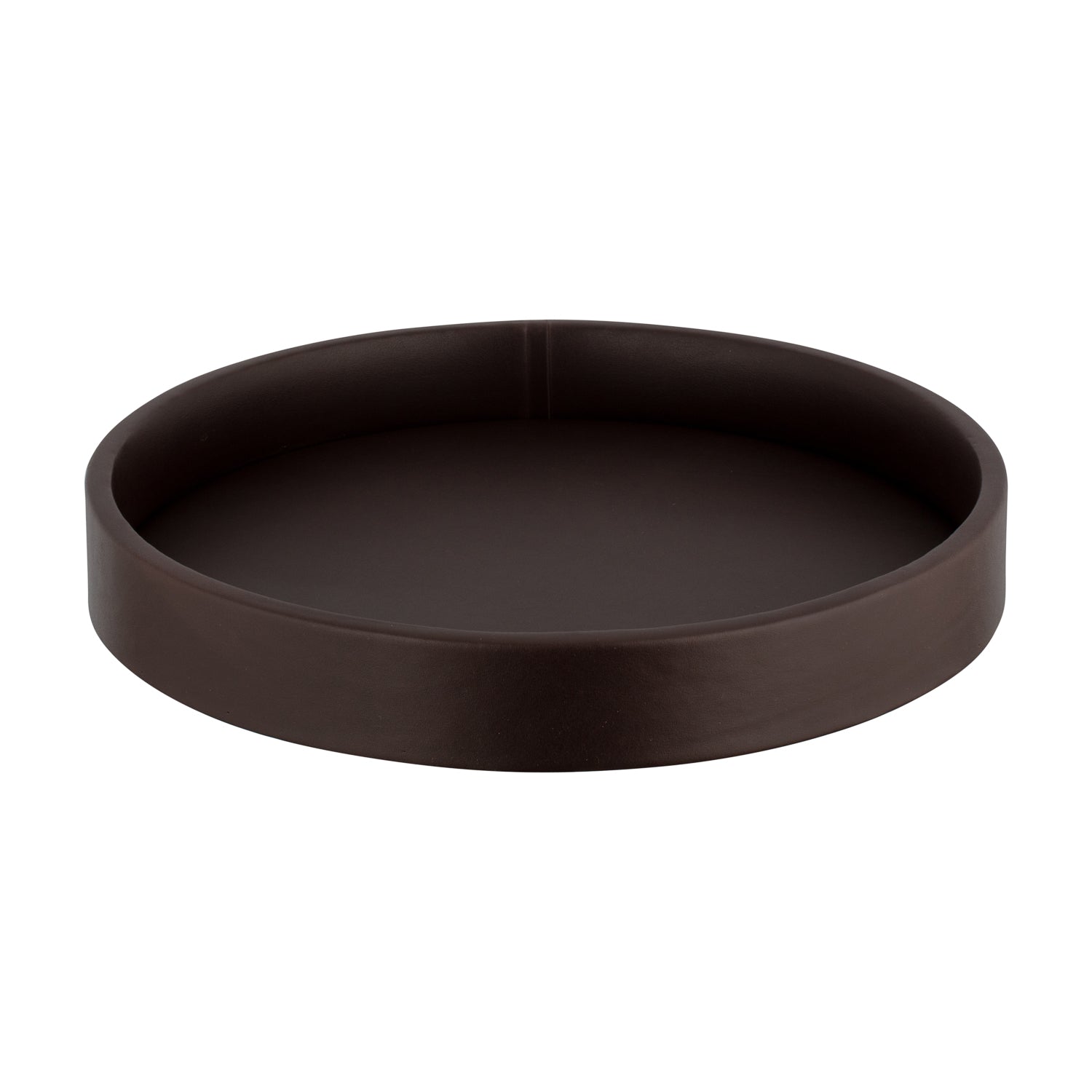 Chocolate | Round Gallery 14" Leatherette Serving Tray