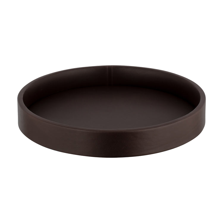 Chocolate | Round Gallery 14" Leatherette Serving Tray