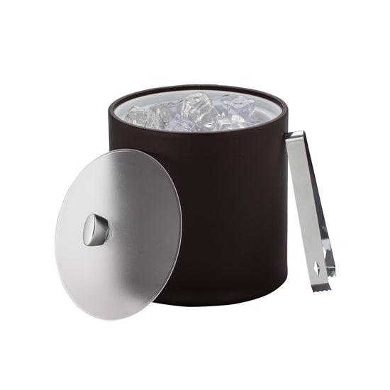 Chocolate | 3QT stylish ice bucket featuring an acrylic cover and polished chrome arc knob, ideal for entertaining.