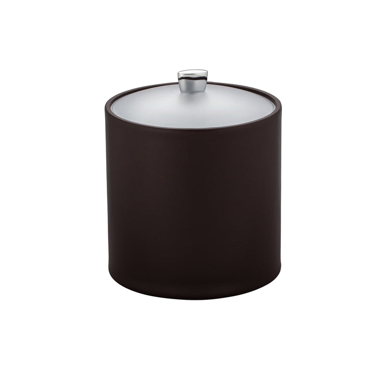 Chocolate | 3QT ice bucket with polished chrome arc knob detail on an acrylic covered ice bucket, perfect for hosting.