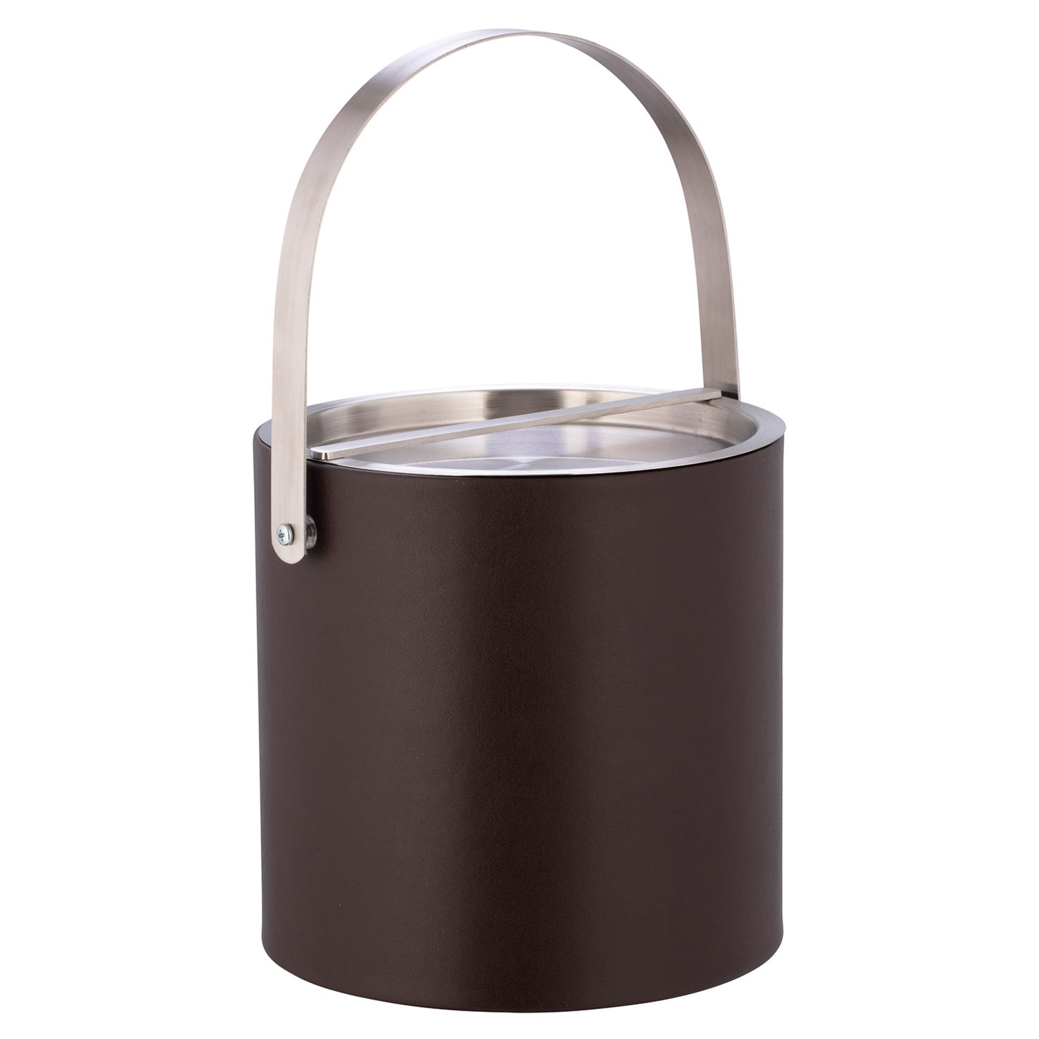 Chocolate | Premium 3qt leatherette ice bucket for home bar use.
