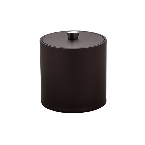 Chocolate | Leatherette ice bucket on a white background with matching cover.
