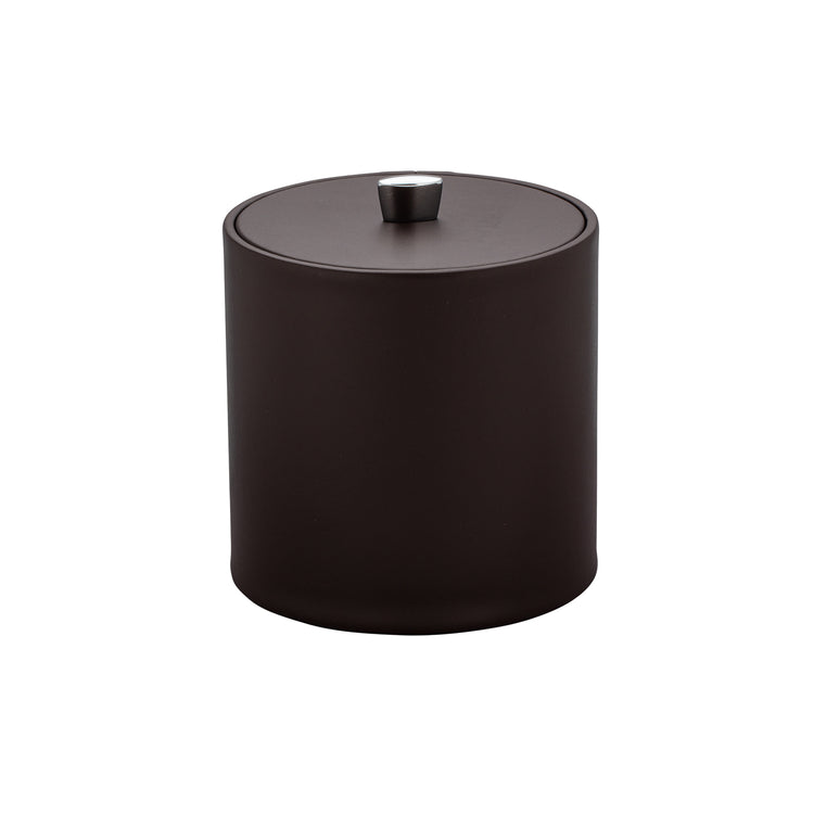 Chocolate | Leatherette ice bucket on a white background with matching cover.