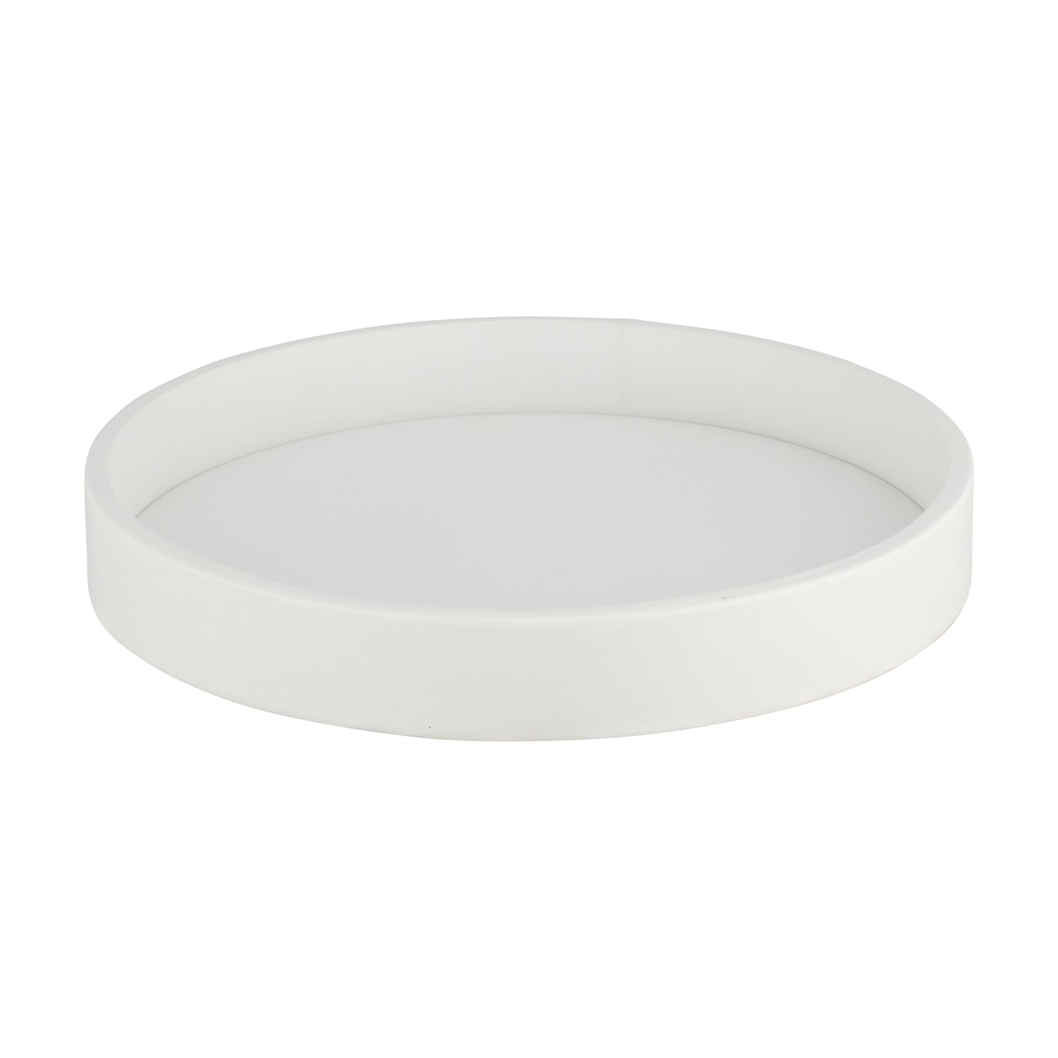 White | Durable 14" round serving tray for home entertaining.