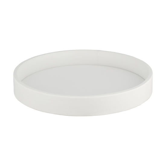 White | Durable 14" round serving tray for home entertaining.