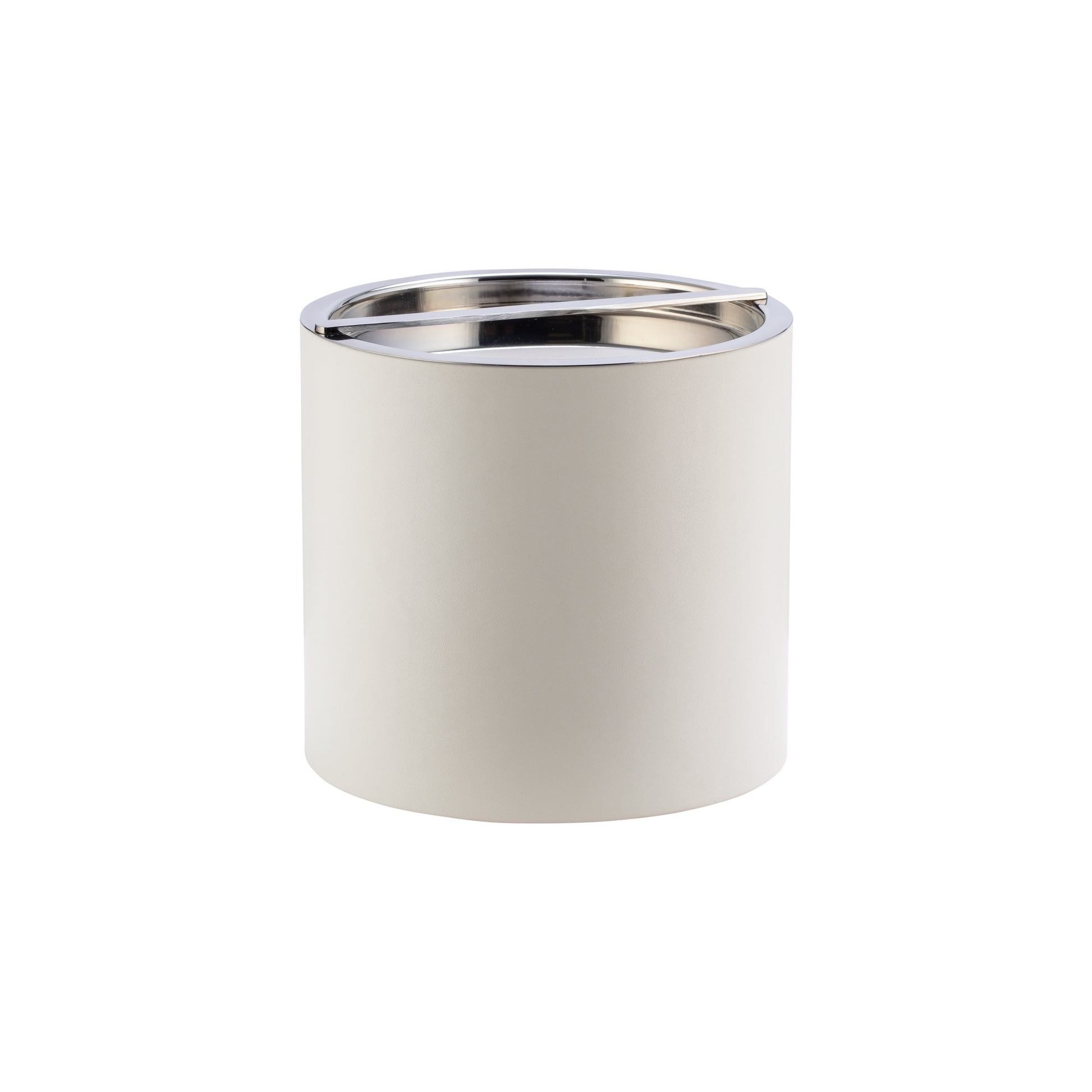 White | Smooth leatherette ice bucket on a white background.