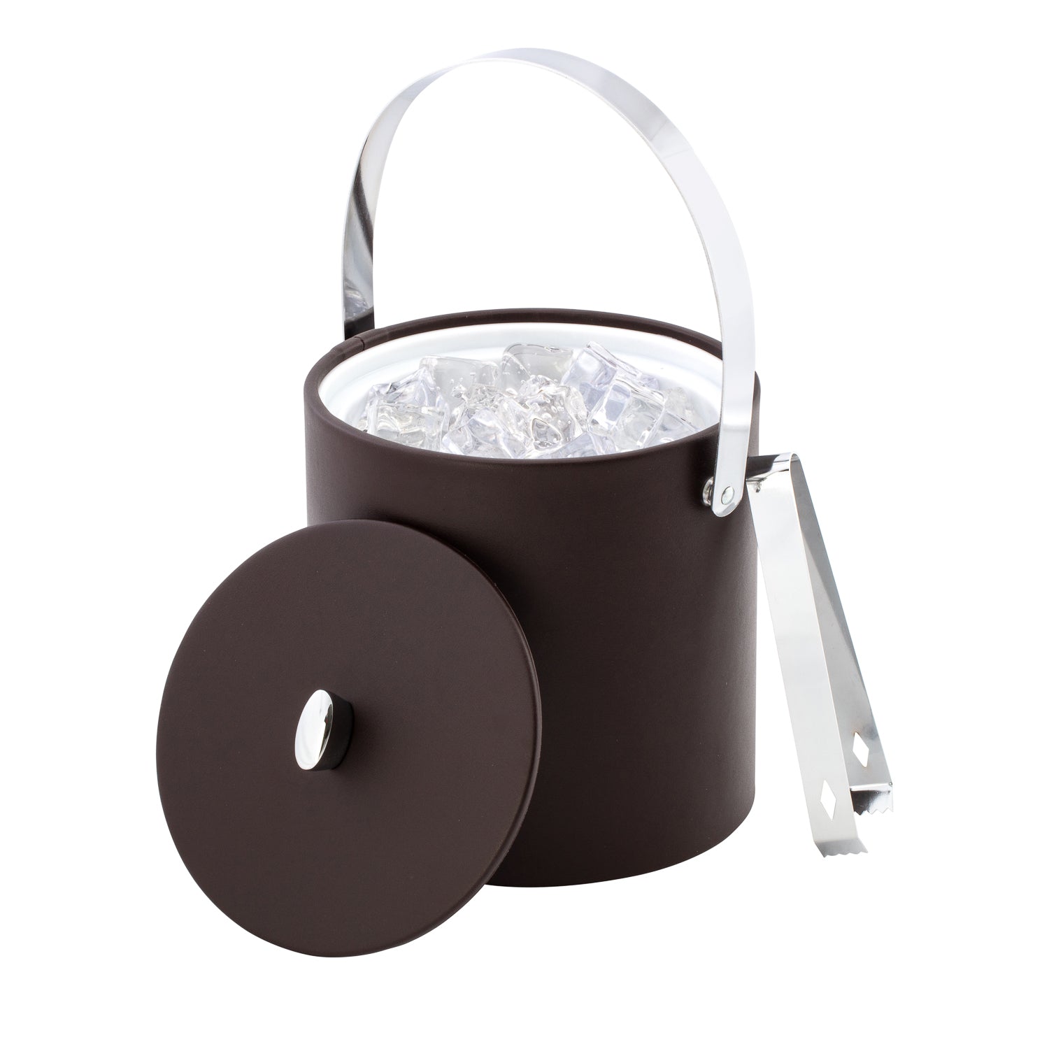 Chocolate | luxury leatherette ice bucket with lid and handle, ideal for home entertaining.