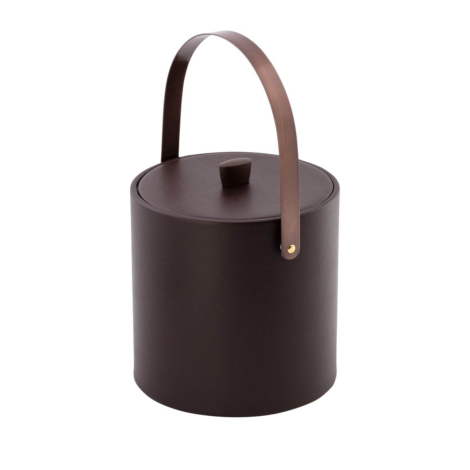Chocolate | Home bar accessory featuring ice bucket with oil-rubbed bronze knob and handle.
