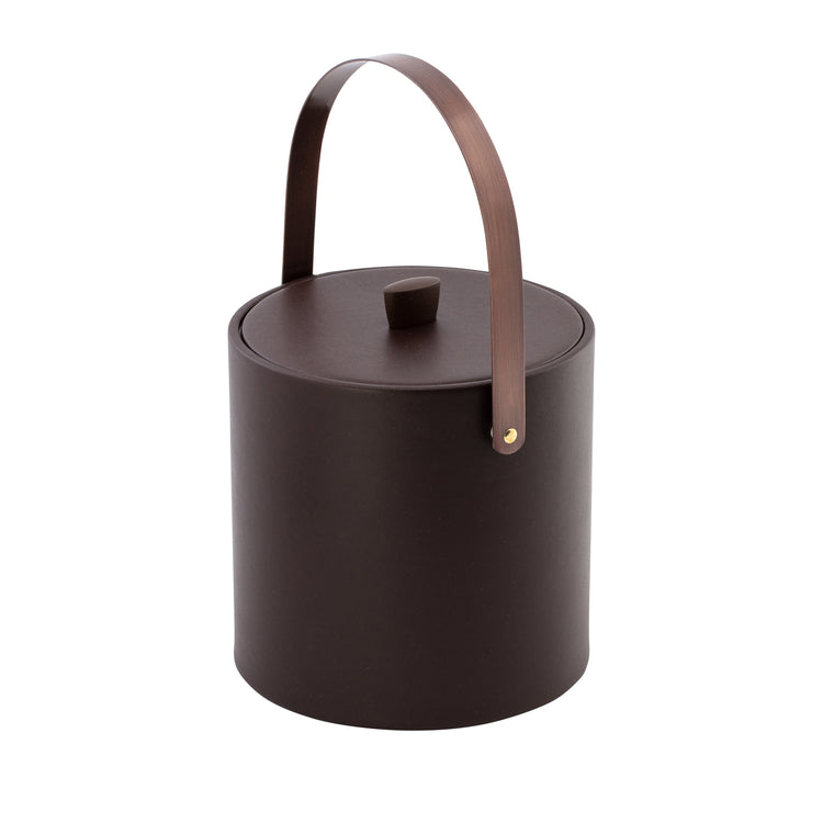 Chocolate | Home bar accessory featuring ice bucket with oil-rubbed bronze knob and handle.