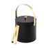Black | ice bucket with gold handle and tongs on a white background