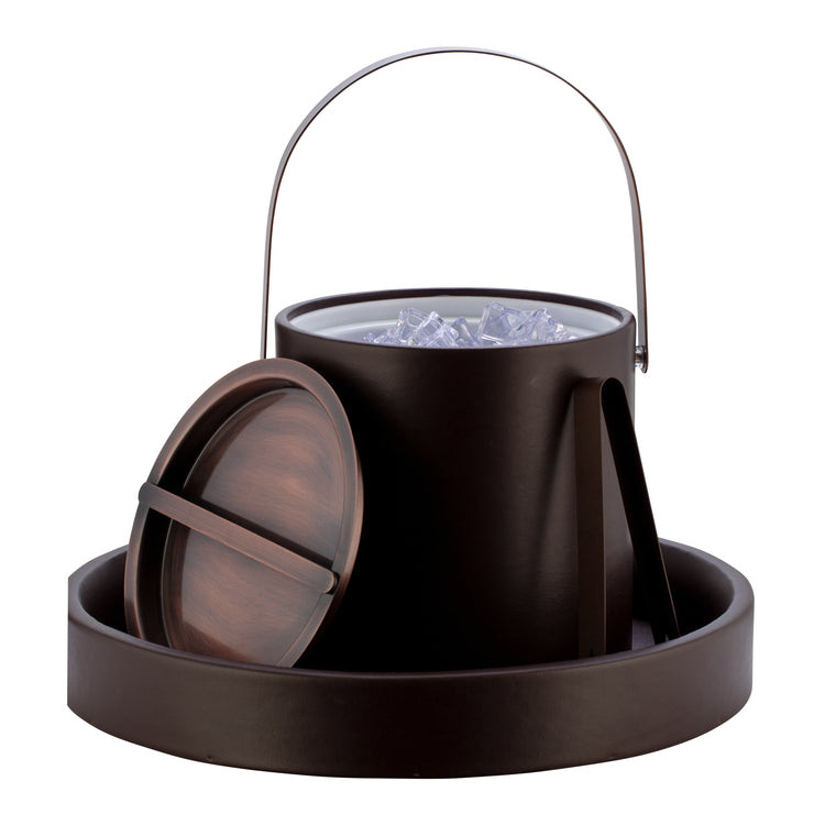 Chocolate | ice bucket with lid and tray on a white background