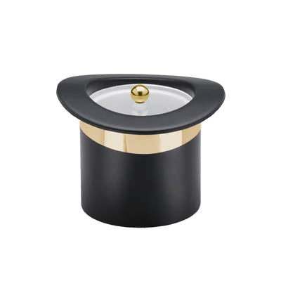 Black with Gold Band | Unique top hat ice bucket with frosted acrylic lid.