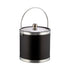 Black and Brushed Chrome | 3-quart ice bucket with faux chrome metal trim, bale handle, and matching metal cover displayed on a white background.
