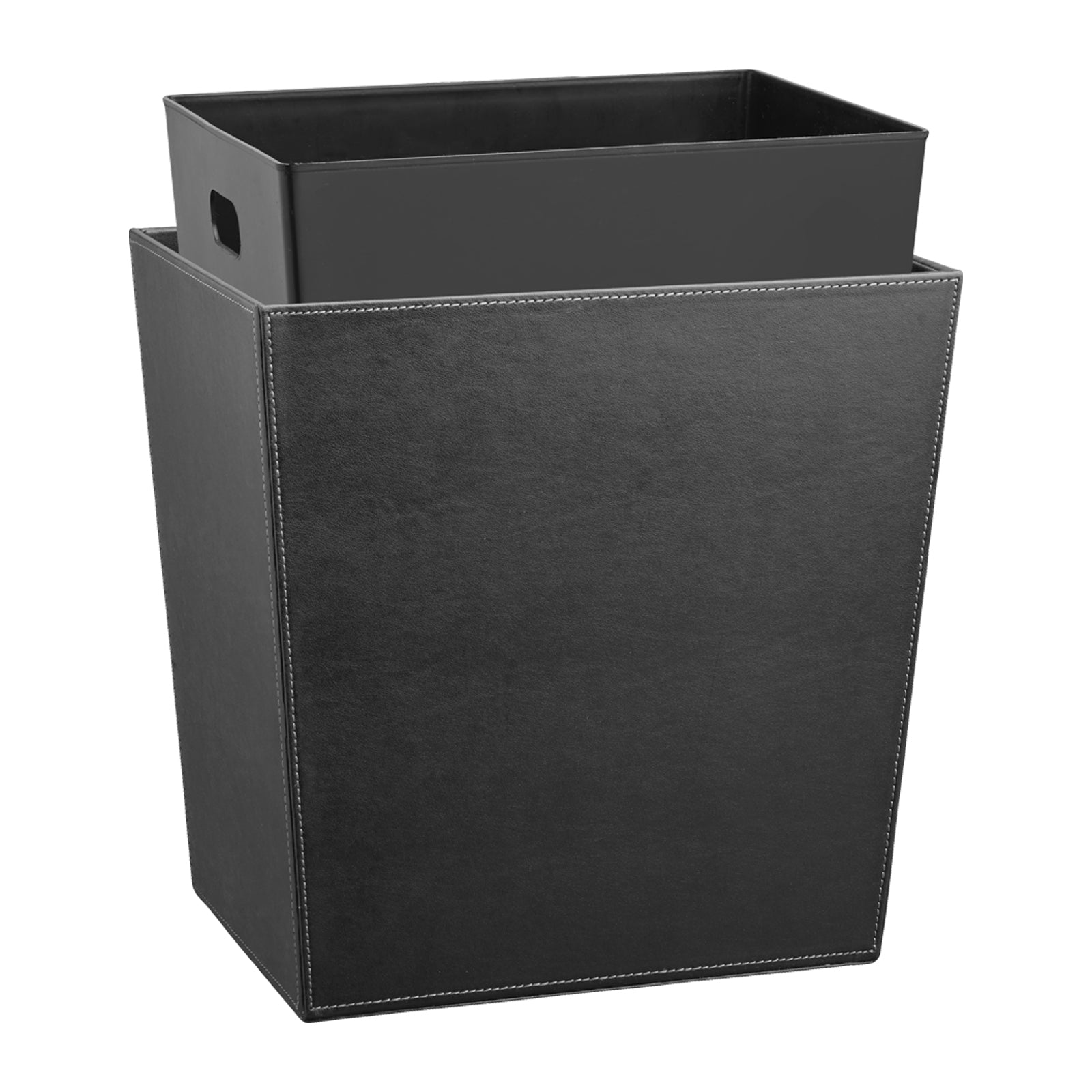 Black | 16qt Wastebasket with fitted liner designed for home office featuring a smooth finish.