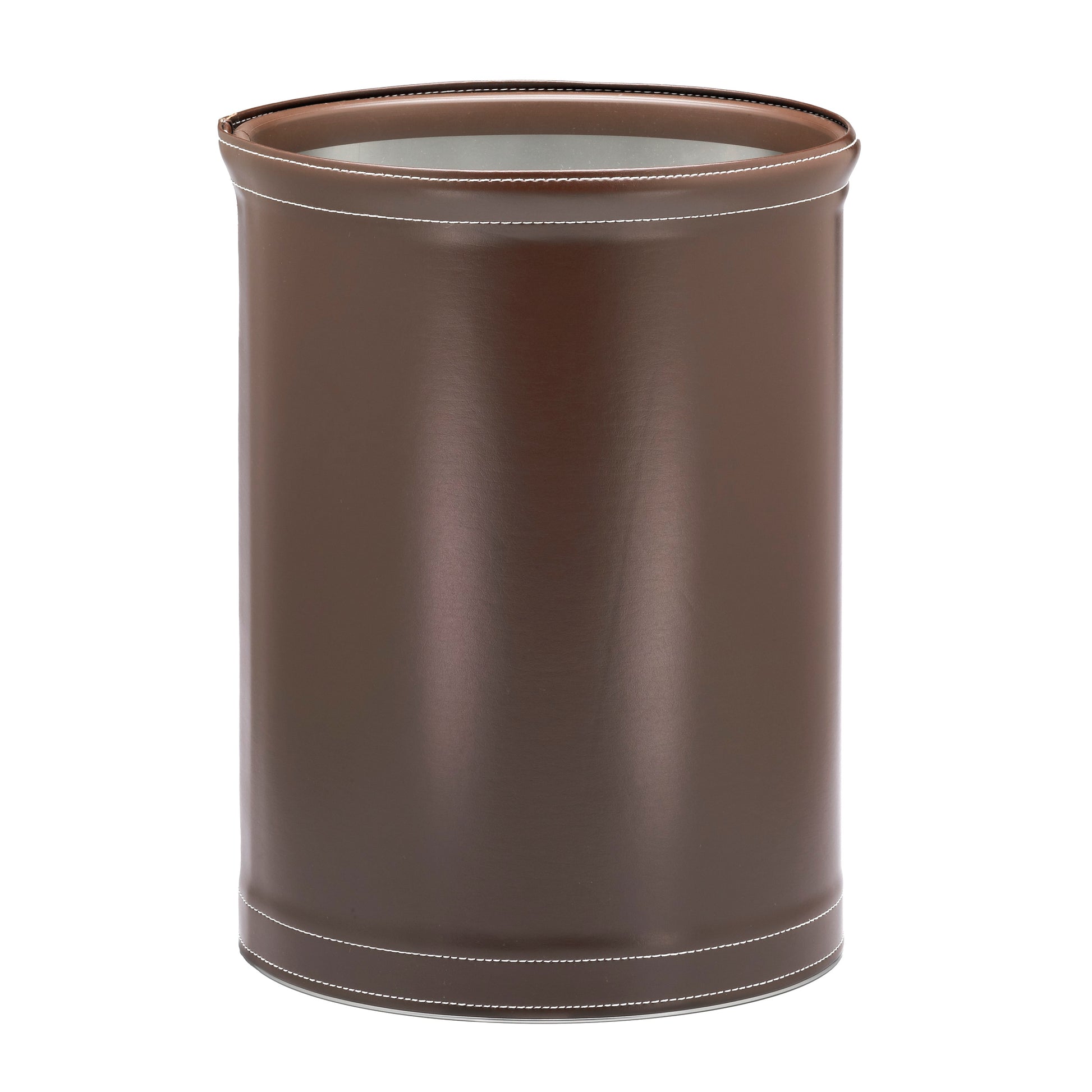 Chocolate | Traditional 13qt oval trash bin displayed on a white background.