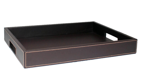 Chocolate | Sophisticated 12x18 leatherette serving tray designed for modern entertaining and home decor accents.