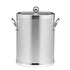 Brushed Chrome | Stainless steel 5qt ice bucket with side handles and metal cover on a white background.