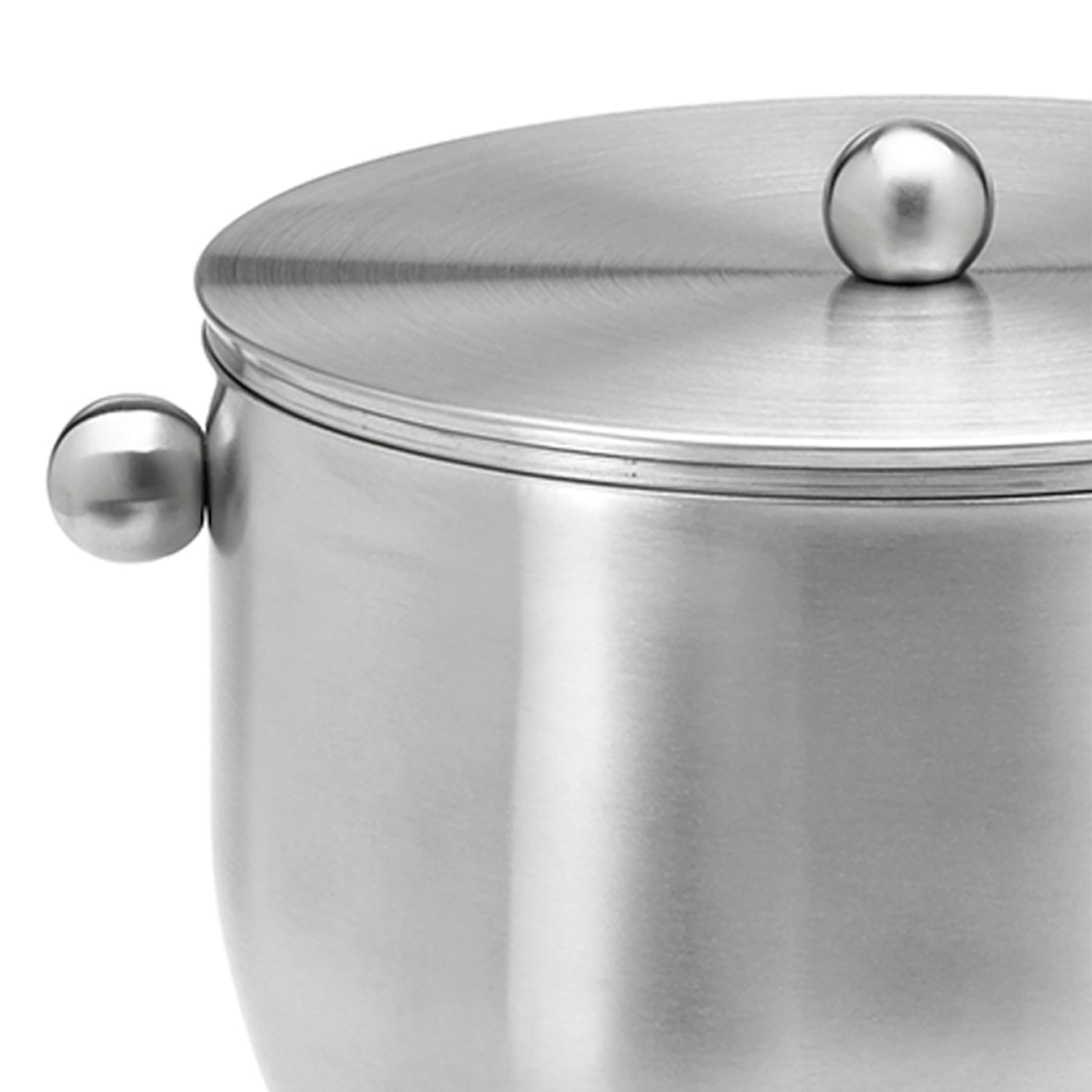 Brushed Stainless Steel | Stylish 3qt ice bucket with a base, perfect for home use, displayed on a clean white background.