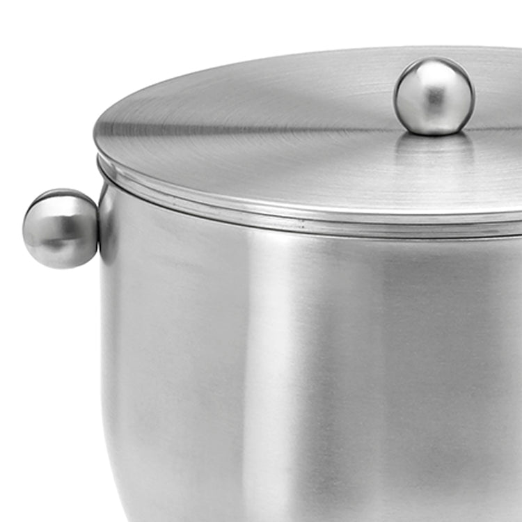 Brushed Stainless Steel | Stylish 3qt ice bucket with a base, perfect for home use, displayed on a clean white background.