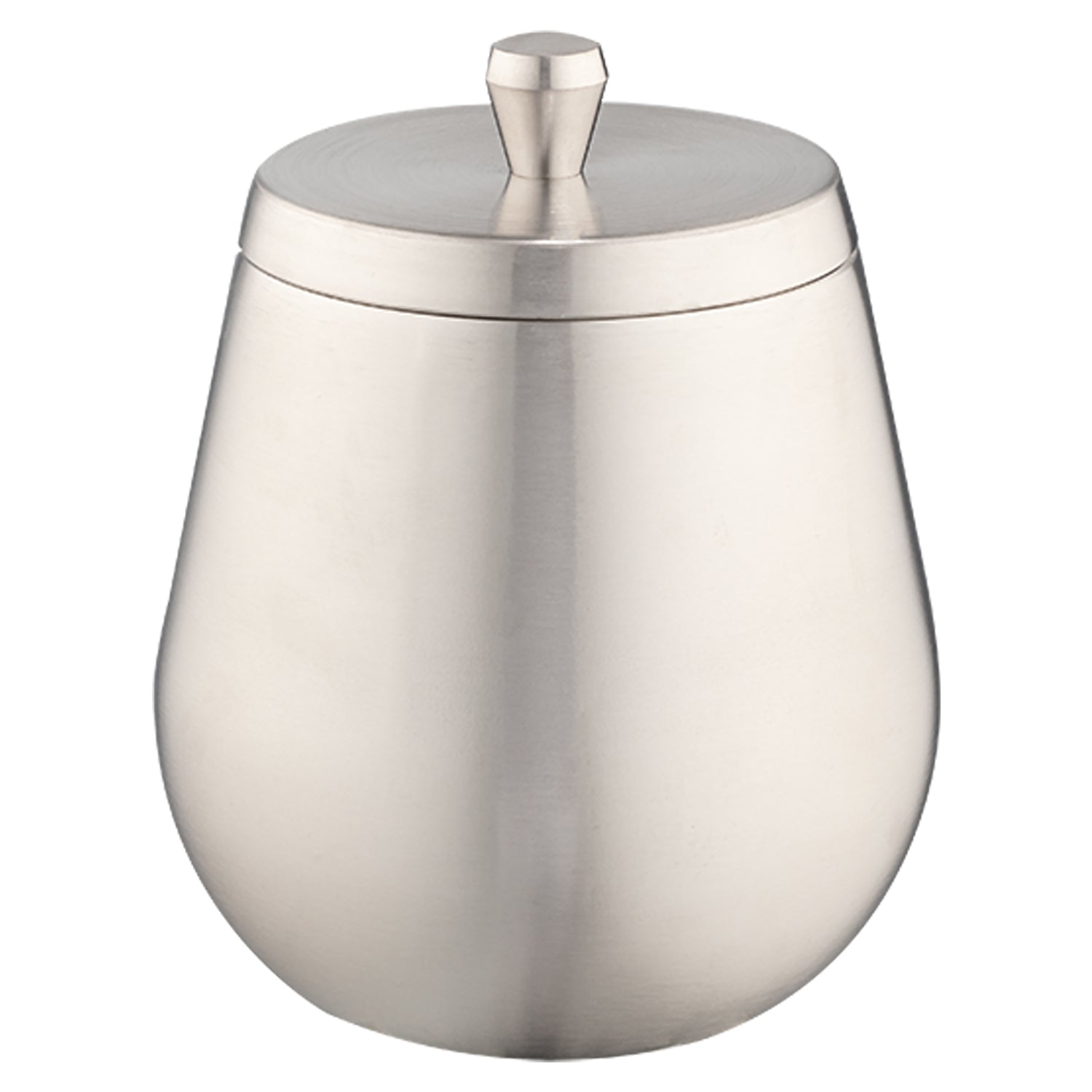Brushed Stainless Steel | Orb 1.6qt ice bucket with a brushed finish on a white background.