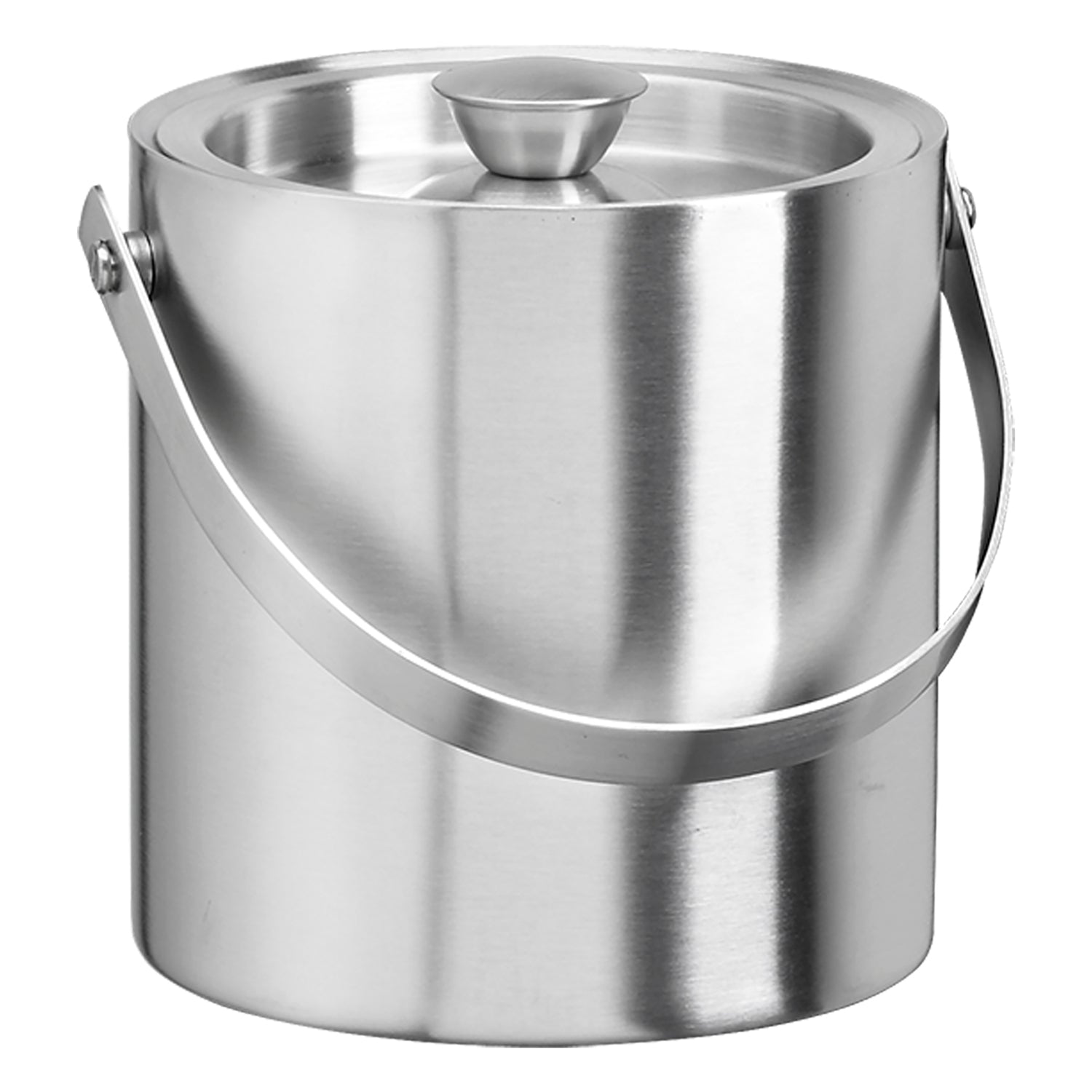 Brushed Stainless Steel | 1.5-quart ice bucket with a smooth design displayed on a white background.