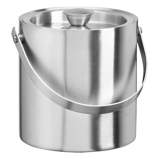 Brushed Stainless Steel | 1.5-quart ice bucket with a smooth design displayed on a white background.