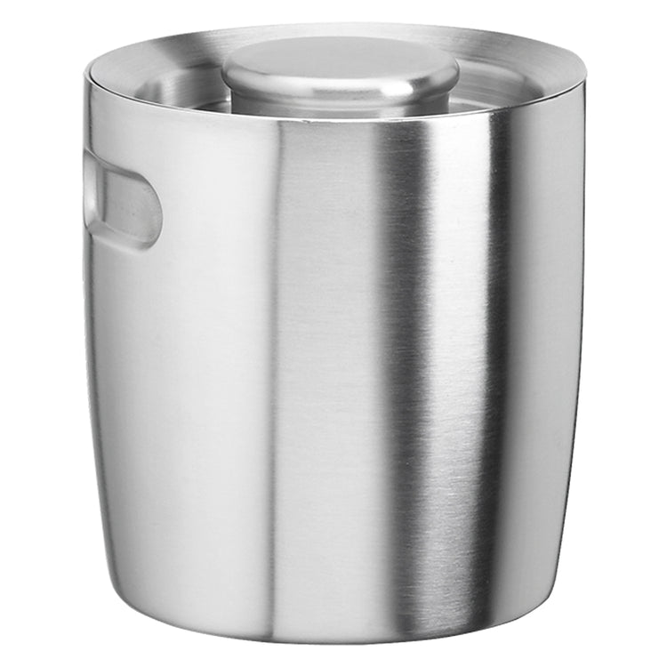 Brushed Stainless Steel | 1.5QT Ergo ice bucket with a sleek, modern design and indents on the sides to grip the ice bucket for transportation.