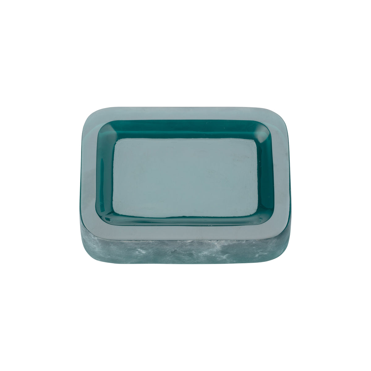 Turquoise | A square resin dish with rounded corners, featuring a deep teal interior and a lighter, frosted teal exterior, shown from a top-down view on a white background.