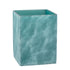 Turquoise | Square wastebasket with ocean wave design on a white background.