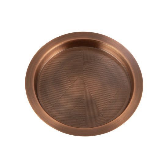 Oil Rubbed Bronze & Charcoal | Round tray with bold chevron design by Taniya Nayak.