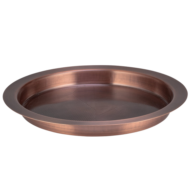 Oil Rubbed Bronze & Charcoal | Top view of the Taniya Nayak round tray with chevron motif.