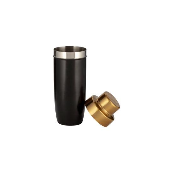 Black & Gold | Elegant cocktail shaker with the top piece off.