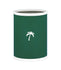 Tropic Green | Leatherette-wrapped 13qt oval wastebasket with a centered white palm tree decal, adding a tropical touch to a beach-themed room.