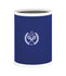 Royal Blue | 13-quart oval wastebasket with crossed tennis rackets decal, shown on a white background.