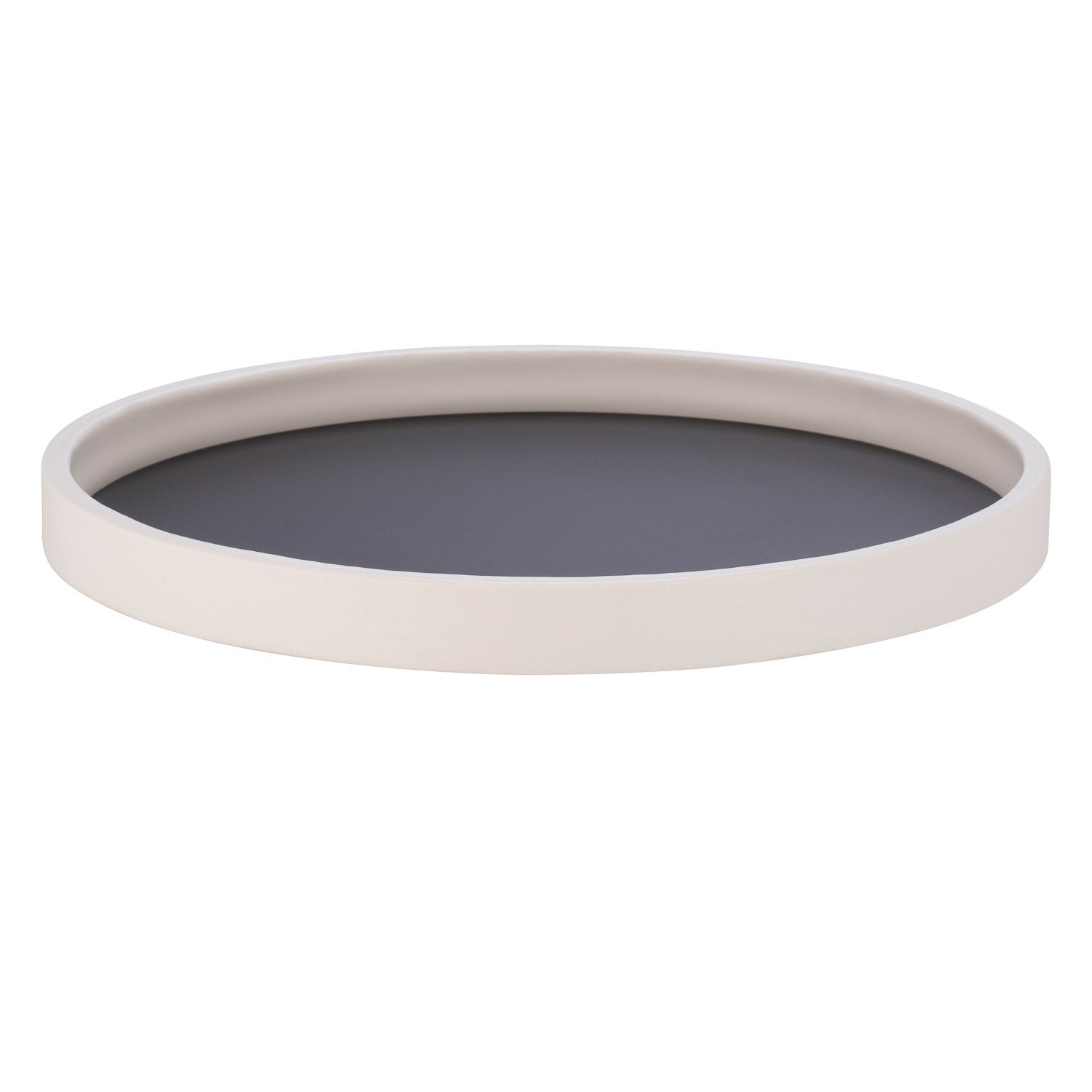 Black | Circular tray featuring a white edge, placed on a clean white surface.