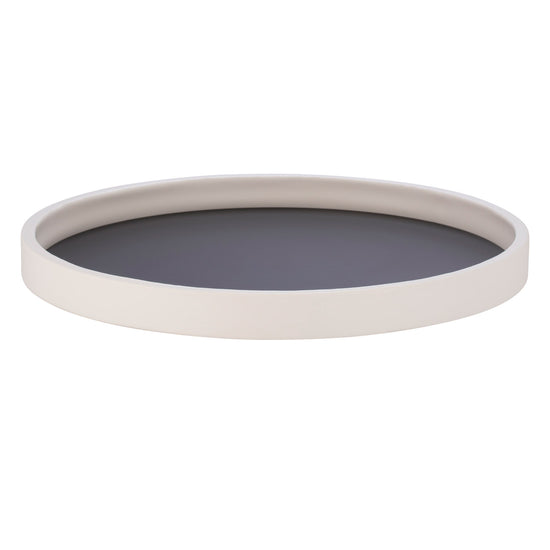 Black | Circular tray featuring a white edge, placed on a clean white surface.