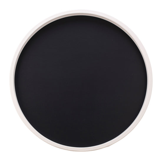 Black | Round serving tray with a smooth white rim, displayed on a white background.