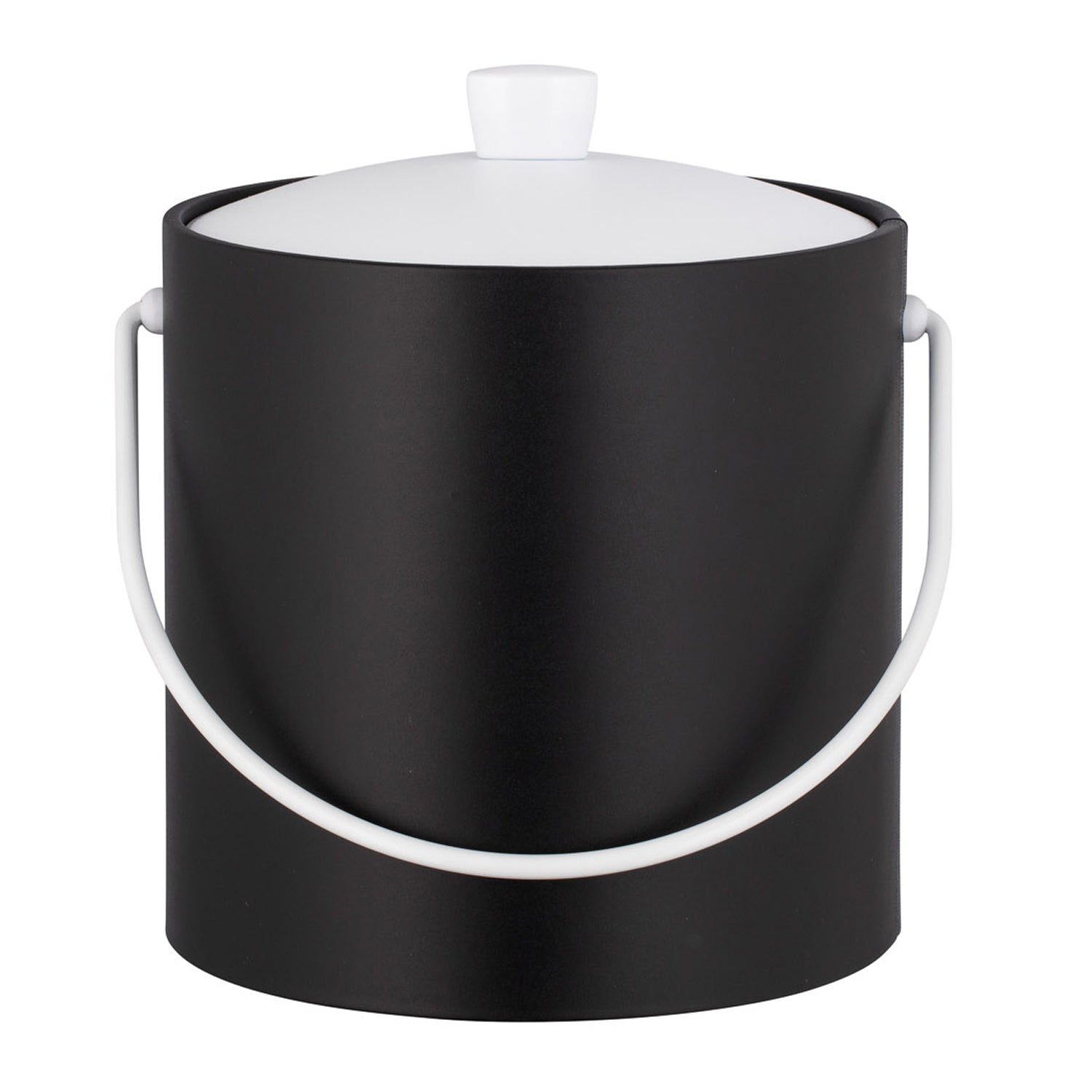 Black | Simple round ice bucket with lid, photographed on a white background.