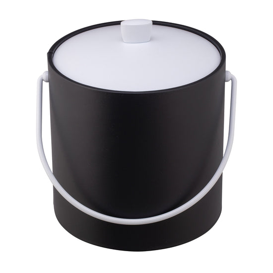 Black | Classic 3QT ice bucket with white bale handle, displayed on a clean white surface.