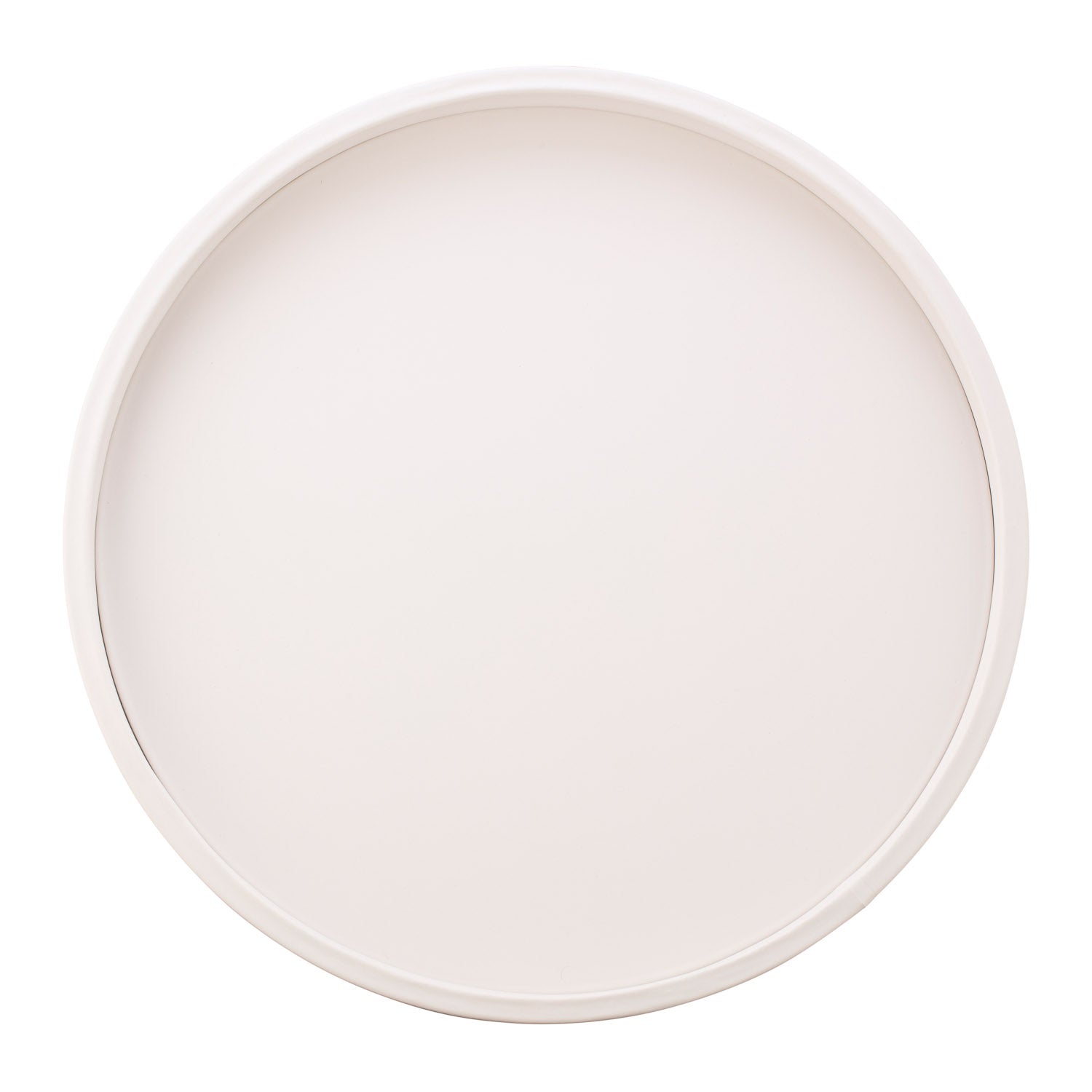White | Modern round serving tray with crisp white border shown centered on a white surface.