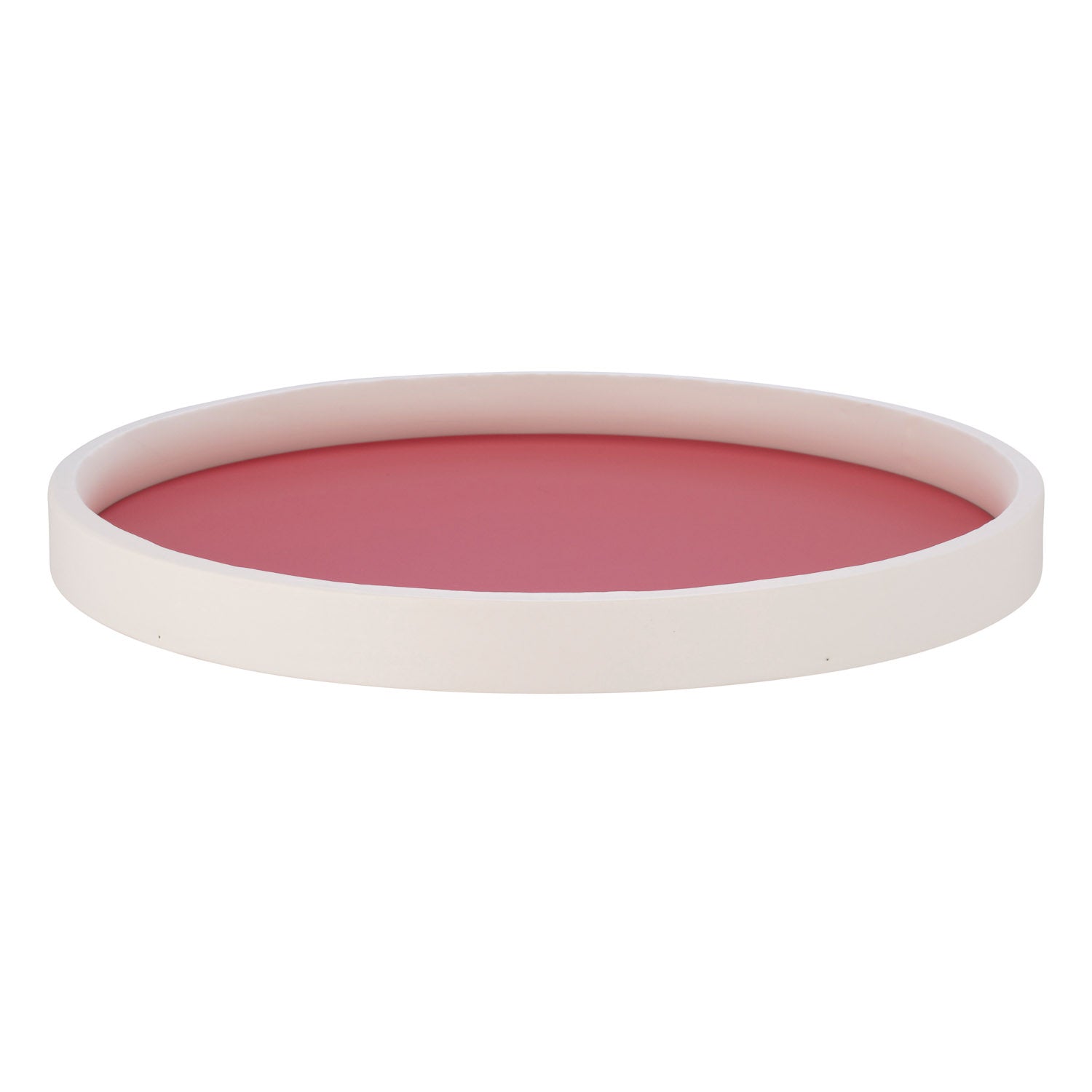 Red | Round tray with matte white rim presented on a white surface.