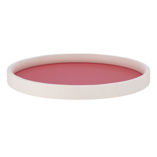 Red | Round tray with matte white rim presented on a white surface.