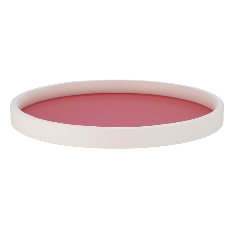 Red | Round tray with matte white rim presented on a white surface.